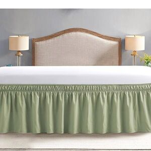 Premium Full Bed Skirt by Fresh Culture. 16-24” Drop Dust Ruffle. Sage Green.NIB
